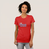 T-shirt j'aime habeas corpus bleu sur rouge (Devant entier)