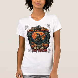 T-shirt J'aime Halloween Squelette Épouvantail Pleine Lune