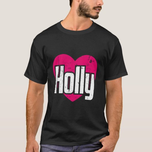 T-shirt J'Aime Holly Mignonne Prénom I Heart Holly (Devant)