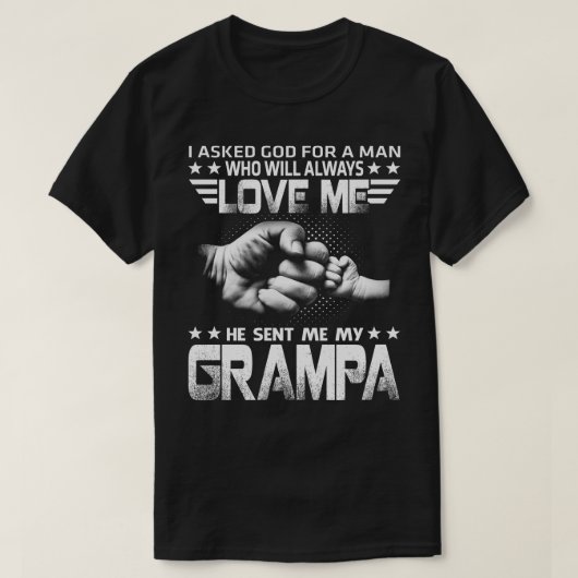 T-shirt J'aime, il m'a envoyé ma grampa (Design devant)
