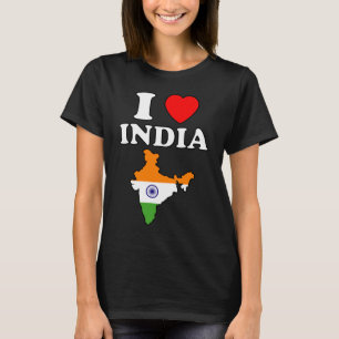 T-shirt J'aime inde coeur bharat carte drapeau hindustan