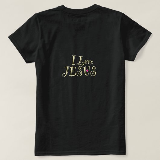 T-shirt J'aime Jésus avec cœur rose (Design dos)