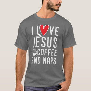 T-shirt J'aime Jésus café et chemise de sieste, fun Christ