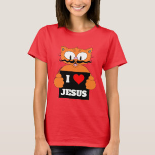 T-shirt "J'aime Jésus" Chat de Dessin Animé Señor Gato Chr