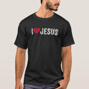 T-shirt J'Aime Jésus Coeur Rouge Foi chrétienne Croyant Re