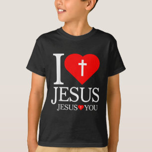 T-shirt J'aime Jésus Croix Chrétienne Dieu Foi Bible Relig