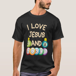 T-shirt J'Aime Jésus Et Bingo Christian Cross Board Jeux