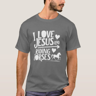 T-shirt J'AIME JÉSUS ET ÉQUITATION CHEVAUX ami