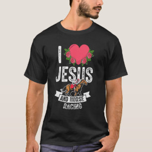 T-shirt J'Aime Jésus Et La Course À Cheval Équitation Équi