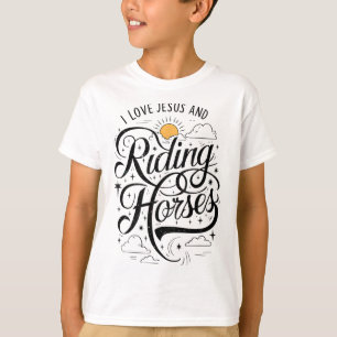 T-shirt J'Aime Jésus Et Les Chevaux D'Équitation Filles À