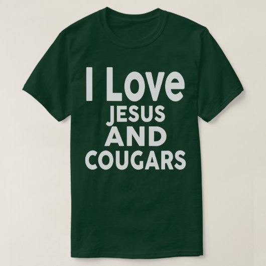 T-shirt J'aime Jésus et les COUGARS Drôle COUGAR (Design devant)