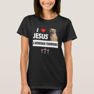 T-shirt J'aime Jésus et les terriers de Border Maman Papa 