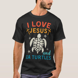 T-shirt J'Aime Jésus Et Les Tortues De Mer Tortue Animal M
