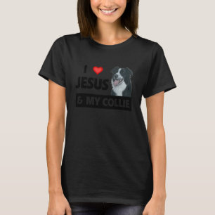 T-shirt J'aime Jésus et ma mère au chien de berger border