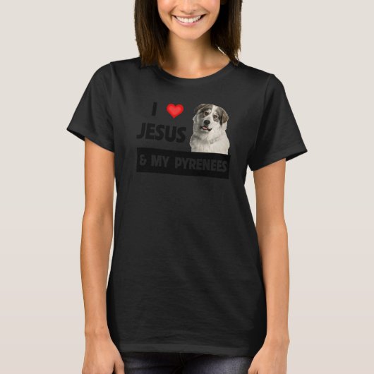 T-shirt J'Aime Jésus Et Mes Grands Pyrénées Chien Maman Pa (Devant)