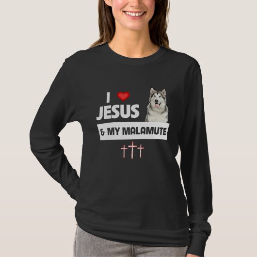T-shirt J'aime Jésus et mon Alaskan Malamute Paws Maman Pa (Devant)