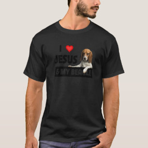 T-shirt J'Aime Jésus Et Mon Beagle Chien Maman Papa Pet Pa