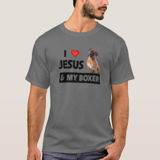 T-shirt J'Aime Jésus Et Mon Boxer Chien Maman Papa Pet Par