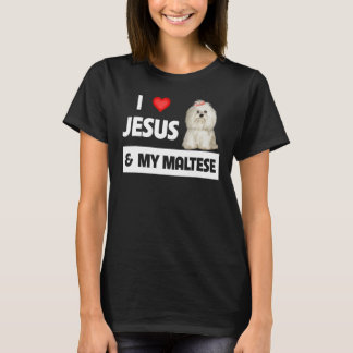 T-shirt J'Aime Jésus Et Mon Chien Maltais Maman Papa Malti