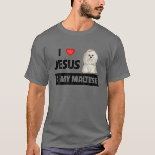 T-shirt J'Aime Jésus Et Mon Chien Maltais Maman Papa Pet P