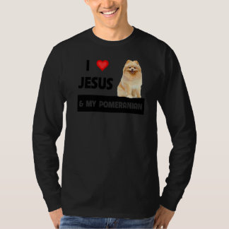 T-shirt J'Aime Jésus Et Mon Chien Poméranien Maman Et Papa