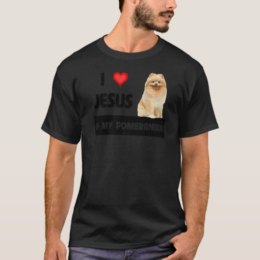 T-shirt J'Aime Jésus Et Mon Chien Poméranien Maman Et Papa (Devant)