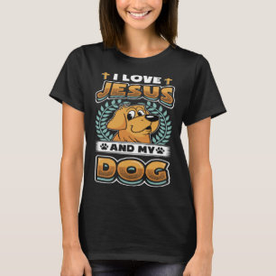 T-shirt J'Aime Jésus Et Mon Chien Propriétaire Religieux D