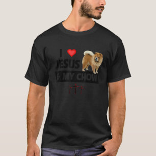 T-shirt J'aime Jésus et mon Chow Chow Chien Maman Papa Chr
