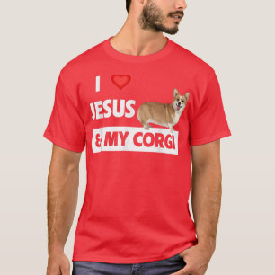 T-shirt J'aime Jésus et Mon Corgi Christian Pet Parents No