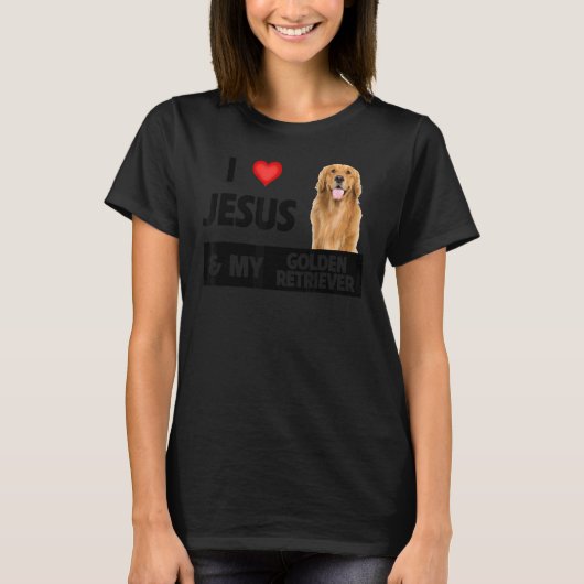T-shirt J'Aime Jésus Et Mon Golden Retriever Chien Maman P (Devant)