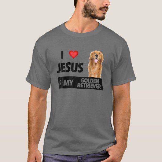 T-shirt J'Aime Jésus Et Mon Golden Retriever Chien Maman P (Devant)