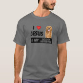T-shirt J'Aime Jésus Et Mon Golden Retriever Chien Maman P (Devant)