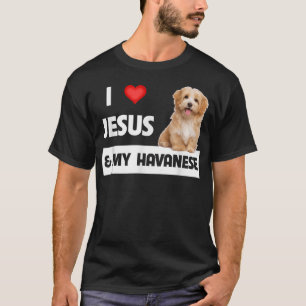 T-shirt J'aime Jésus et mon Havanais Chien Maman Papa Pet 