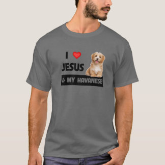 T-shirt J'Aime Jésus Et Mon Havanais Chien Maman Papa Pet 