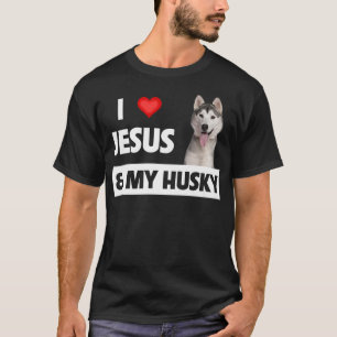 T-shirt J'aime Jésus et mon Husky Chien Maman Papa Pet Par