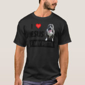 T-shirt J'Aime Jésus Et Mon Pittie Pitbull Chien Maman Pap (Devant)