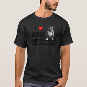T-shirt J'Aime Jésus Et Mon Pittie Pitbull Chien Maman Pap