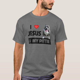 T-shirt J'Aime Jésus Et Mon Pittie Pitbull Chien Maman Pap