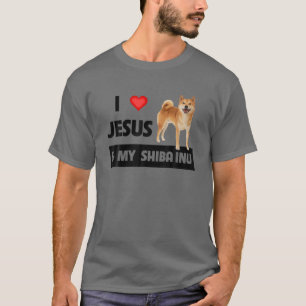 T-shirt J'Aime Jésus Et Mon Shiba Inu Chien Maman Papa Chr