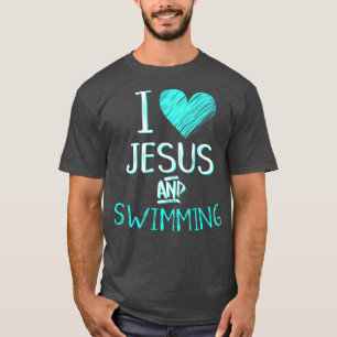T-shirt J'Aime Jésus Et Nager Christian Swimmer Cadeau