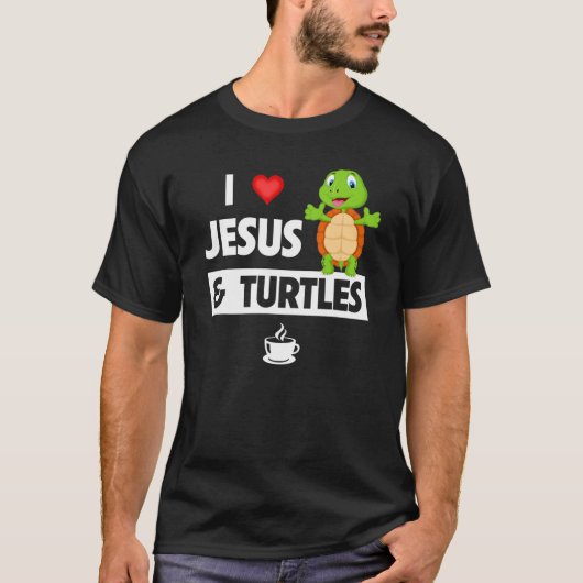 T-shirt J'aime Jésus et Tortues Église chrétienne Tortoise (Devant)