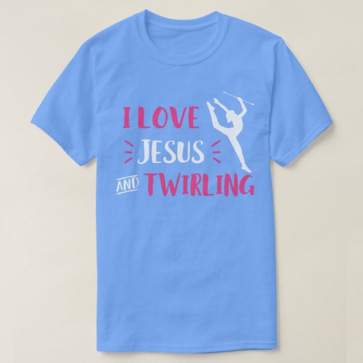 T-shirt J'aime Jésus et Twirling Baton Twirling Majorette (Design devant)