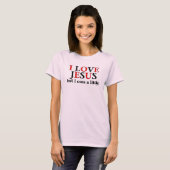 T-shirt J'aime Jésus [mais moi jurent]. Chemises (Devant entier)