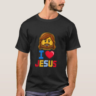 T-shirt J'aime Jésus Maître Constructeur Briques Blocs de