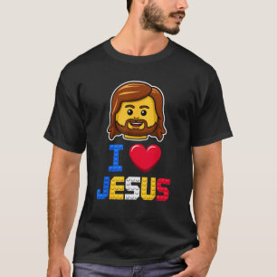 T-shirt J'aime Jésus Maître Constructeur Briques Blocs de
