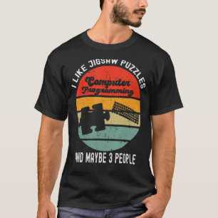 T-shirt J'Aime Jigsaw Puzzles Puzzle Lover Funny Computer