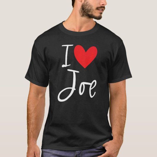 T-shirt J'Aime Joe Nom Personnalisé Garçon Homme Bff Ami I (Devant)