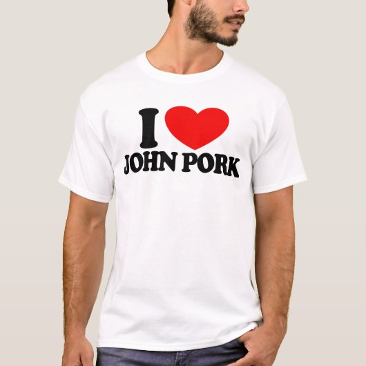 T-shirt J'aime John Pork Red Heart John Pork Mème (Devant)