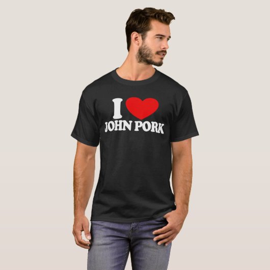 T-shirt J'aime John Pork Red Heart John Pork Mème (Devant entier)