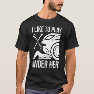 T-shirt J'aime jouer sous son garage de mécanicien automob